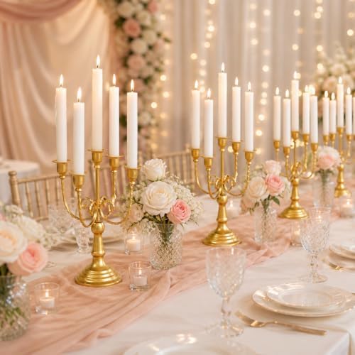 Romadedi Gold 5 Arm 11.8" Candelabra Candle Holders, Set of 6 - Image 2