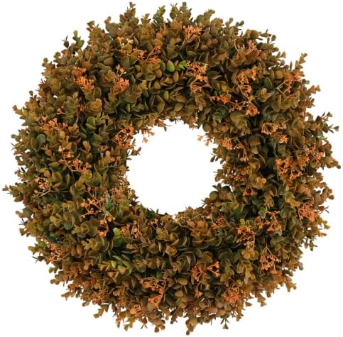 U'Artlines 24inch Fall Front Door Wreaths Harvest Boxwood Wreaths Orange by UArtlines
