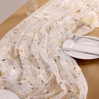 6 Pack Embroidery Floral Table Runner Rustic Spring Summer Wildflower Tulle Table Runner Vintage Flower Tabletop Runners for Home Kitchen Wedding Party Decoration, 108x24.5 Inch (Apricot Flowers) - Image 5