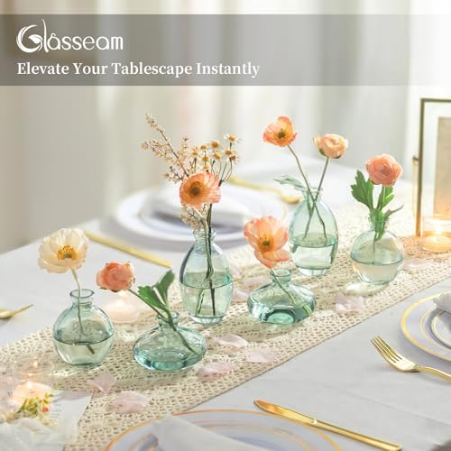 Glasseam Glass Bud Vase for Centerpieces: 12Pcs Green Mini Small Vases Bulk - Image 4