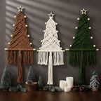 3 Pcs Large Macrame Christmas Tree Decor, Beige, Brown and Army Green by HunnmingRe