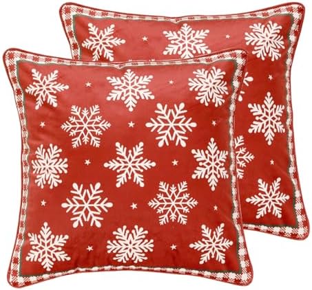 ISAENNE French Chrismas Velvet Throw Pillow Cover,Set of 2,18"x18"-Carol C by Isaennehomedecoration