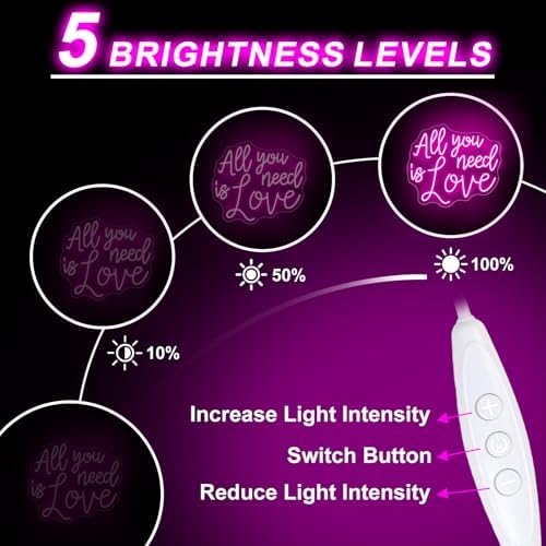 All You Need Is Love Neon Sign, Wedding LED Neon Light, Wedding Party Backdrop Wall Decor Valentine's Day Personalized Gift, Couple Room Light, Bar Home Lamp Party Dorm Living Room-Pink-14"x12" - Image 4