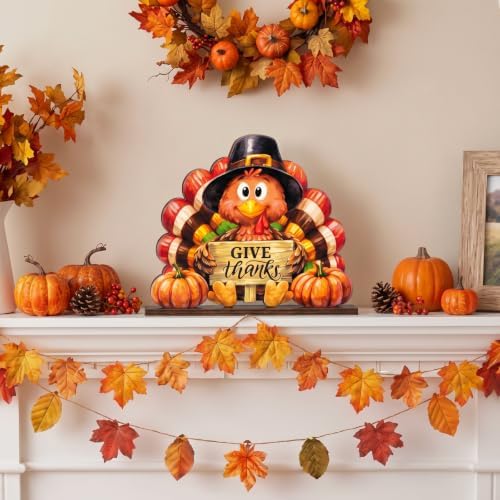 RattanView 4 Pcs Thanksgiving Table Decoration Wood Turkey Decor, 9.8 x 11" - Image 4