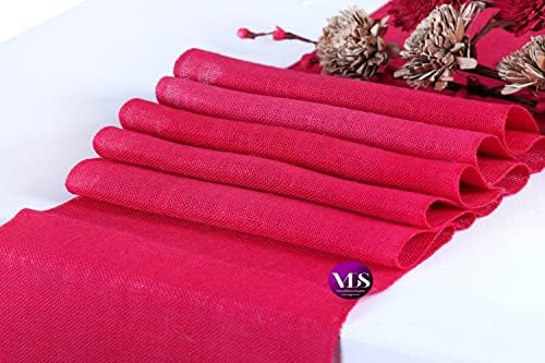 VDS Pack of 12, Burlap Table Runner 100% Natural Jute Rustic Hessian Table Cloth Centrepiece for Wedding Bridal Shower Birthday Event Party Banquet Table Decoration (Size 12X108 Inch)(Magenta) - Image 3