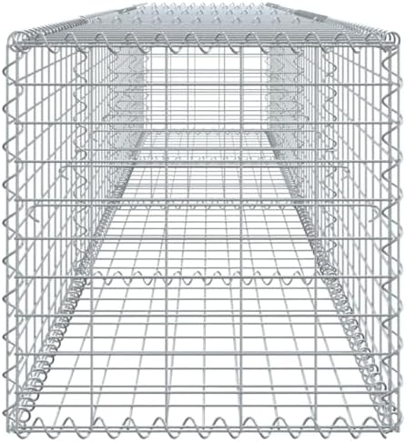vidaXL Gabion Basket with Cover 157.5"x19.7"x19.7" Galvanized Iron - Image 6
