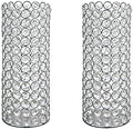 2 Pcs Crystal Candle Holder, 10.4" Tall Vintage Hurricane Candle Holder by Bigsee