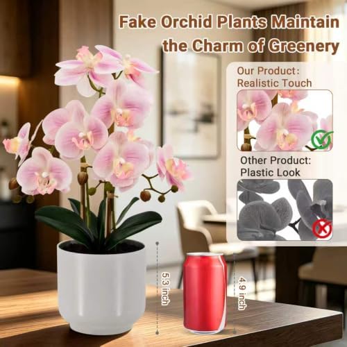Fake Orchid-19”tall Artificial Indoor Potted Plant for Home Decor-Pink - Image 5