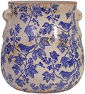 English Country Ceramic Planter, 6.7" Chinoiserie Vase & Utensil Holder by XiaanJiaju