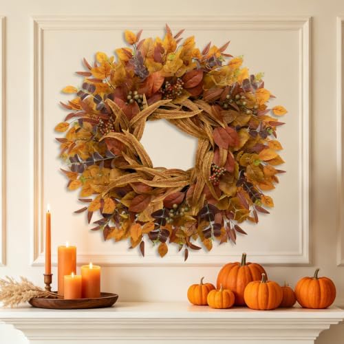 26 Inch Fall Wreaths for Front Door Eucalyptus Berry Wreath - Image 6
