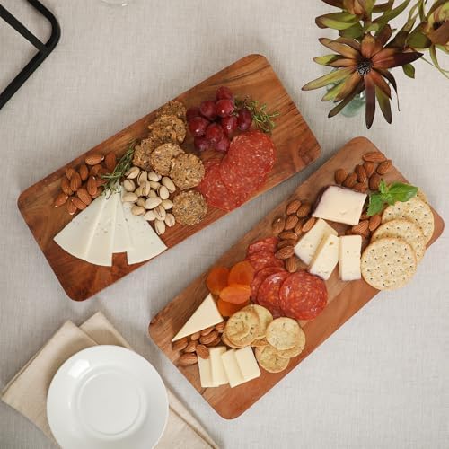 Gibson Home Gracious Dining 2-Tier Wooden Serving Tray with Metal Frame – Acacia Wood Rectangle Charcuterie Board, Cheese Platter, Dessert Display Stand for Buffet, Kitchen, Dining, or Events - Image 4