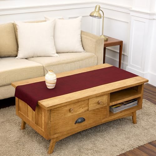 Solino Home 100% Linen Dining Table Runner Red Woven, Athena 14 x 60 in by SolinoHome