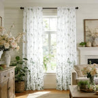 youleyar Floral Printed Curtains 84 Inches Long, 2 Panels Farmhouse Vintage Country Boho Design Curtain for Living Room, Floral and Butterfly Drapes for Bedroom, 52" W x 84" L - Image 6