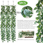 Mizii 3 Packs Artificial Vines Garland 78'' Fake Ficus Vine Greenery Garland Silk Green Leaves Decoration Faux Hanging Plants for Wedding Table Centerpieces Wall Room Decor (78in) - Image 2