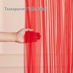 30x10ft Red Tulle Backdrop Curtain with Lights String for Parites, Sheer Backdrop Curtains for Wedding Baby Shower Birthday Party Photo Shoot Decorations - Image 6