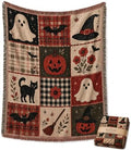 Halloween Tapestry Throw Blanket, Vintage Patchwork Woven Fringe Wall Decor by Unknown