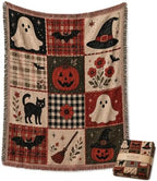 Halloween Tapestry Throw Blanket, Vintage Patchwork Woven Fringe Wall Decor by Unknown