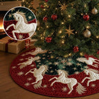 Christmas Tree Skirt Vintage Quilted Applique 36/48/72 Inch Holiday Decor (Red,Small) - Image 7