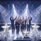 Leinuosen 3 Pcs 25.8" - 31.5" Star Starry Night Movie Night Party Decoration Silver Glitter Star Cardboard Cutout Stand-up Movie Prom Awards Homecoming Wedding Birthday Party Photo Prop Backdrop Decor - Image 3