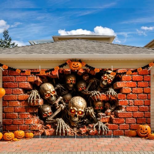 Gothic Horror Skeletons Halloween Skull Garage Door Banner 7x16ft - Image 5