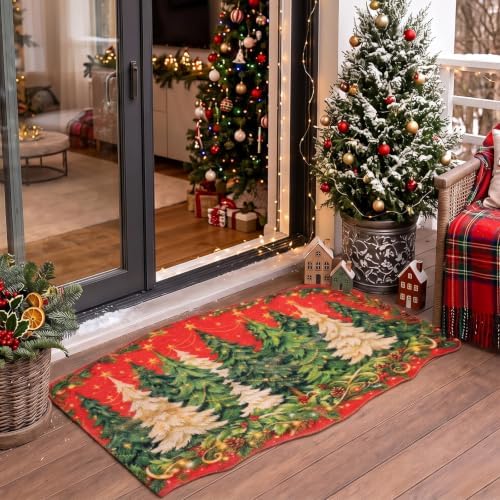 Breling 41 x 24 Inch Christmas Door Mat, Xmas Tree Welcome Coir Rugs - Image 3