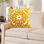 Alysheer Embroidered Decorative Throw Pillow Cover 20"x 20", 1pc Mustard - Image 3