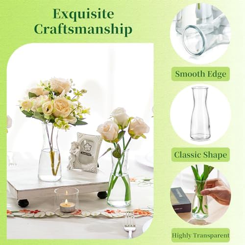 Hewory Glass Bud Vases for Centerpieces - Clear Small Flower Vase Set of 12, Modern Minimalist Cute Mini Decorative Bulk Vases for Wedding Bridal Shower Birthday Party Events Dining Room Table Decor - Image 6