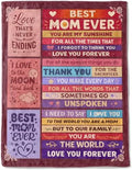 Mom Birthday Best Mom Ever Throw Blanket Gifts from Daughter Son,Presents for Moms,Gift for Mother,to My Mom's Blankets Mothers Day Decoration for Women Wife, Valentines Decor, 60x80 Inch by AINORI