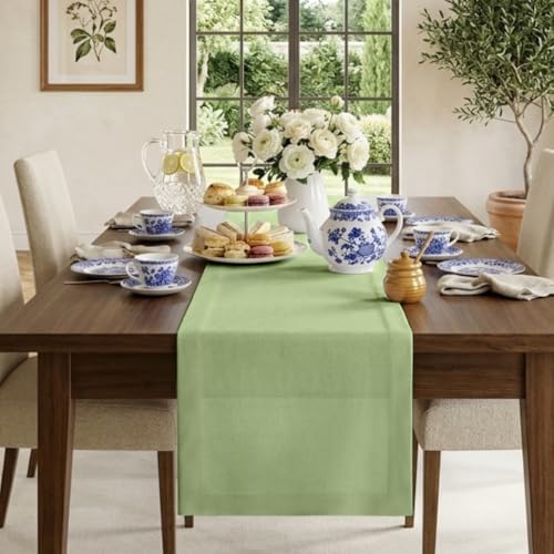 Classic Linen™ by D'Moksha, Sage Green Table Runner 120 Inches Long, 100% Pure Linen, 14 x 120 Inch Table Runner for Dresser, Dining- Fall, Weddings, Outdoor Hosting by DMokshaHomes