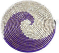 Senegal Placemats/African Bohemian Woven Seagrass Placemats/Natural Wicker Round Basket Placemats/Decorative Hanging Wicker Plates/Hanging Wall Decor (Purple & White) by Handmade
