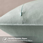 MIULEE Decorative Linen Euro Sham Pillow Covers 24x24 Aqua Green - Image 3