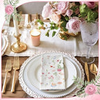 24 Pcs Fresh Floral Cloth Napkins for Wedding Wildflower 15" x 15" - Image 4