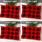 Batmerry Red Black Plaid Throw Pillow Covers, Simple Rustic Lumberjack Geometric Retro Decorative Pillow Covers Digital Printing Blended for Couch Sofa Bed Invisible Zipper 24X24 in(Set of 2) - Image 7