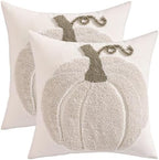 Halloween Fall Throw Pillow Covers 20x20 Set of 2 Beige Pumpkin by Tosleo