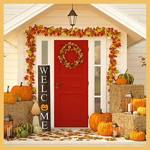 Extra Large 5FT Premium Wooden Interchangeable Welcome Sign for Front Door Porch Sign - 5 ft (58 x 11 Inch) 8 Magnetic Seasonal Tiles, Fall Porch Signs, Holidays and Seasons, Weather Resistance Standing welcome sign Outdoor and Indoor (Gray) - Image 5