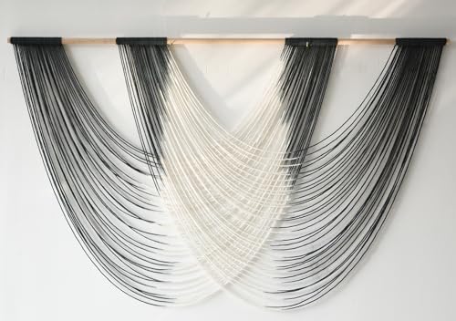 Jakalin Macrame Wall Hanging Black Dip-Dyed Fiber Wall Art 59" Wx35 L - Image 6