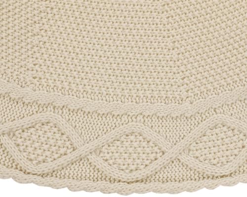 Sattiyrch Knit Christmas Tree Skirt – Classic Cable Knit Tree Base Wrap with Tie Closure – Cozy Holiday Décor for 7.5–9 ft Christmas Tree (White,48in) - Image 5