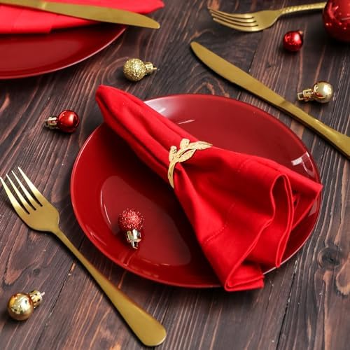 Bokon 50 Pcs Gold Napkin Rings Metal Napkin Holders Bulk, Small Leaves - Image 5