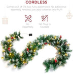 Best Choice Products 9ft Pre-Lit Holiday Pre-Decorated Christmas Garland for Stairs, Fireplace, Decoration w/PVC Tips, 50 Lights, Pine Cones, Berries - Semi-Flocked - Image 5