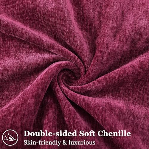 decorUhome Chenille Rhododendron Throw Pillow Covers 24x24 Set of 2 - Image 2