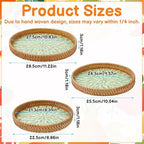 3 Pack Round Rattan Tray with Mother of Pearl Inlay - Image 2