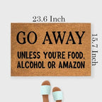 Funny Coir Doormat Go Away Unless You're Food Alcohol or Amazon Welcome Front Porch Decor Doormats For The Entrance Way Personalized Rugs Heavy-Duty PVC Back Non Slip Outdoor Mat 23.6 x 15.7 inch - Image 3