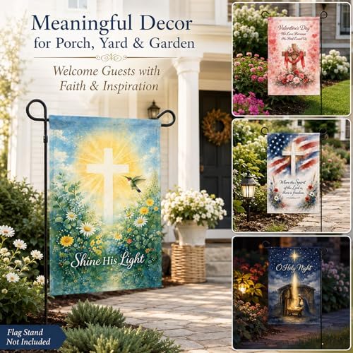 20 Pcs Christian Garden Flags 12x18 Inch Double-Sided Religious Seasonal Garden Flags Set for Outside Bible Verse Cross Yard Flags for Easter Christmas Thanksgiving Lent Advent Outdoor Decor - Image 5