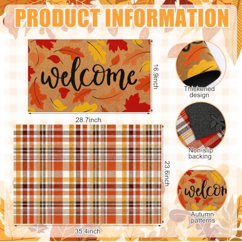 Drydiet 2 Pcs Fall Leaves Layered Doormats Fall Coir Welcome Mat - Image 3