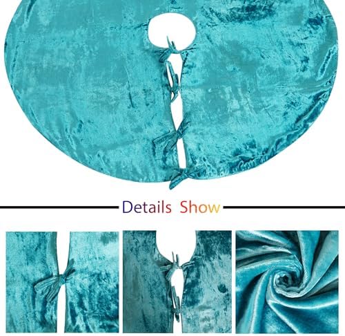 Sophia-Art Christmas Tree Skirt, Luxury Velvet Plush Skirt, Xmas Decoration Holiday Party Décor, Soft Velvet Home Décor Merry Christmas Party Christmas Tree Decorations (Turquoise,48 Inch) - Image 4
