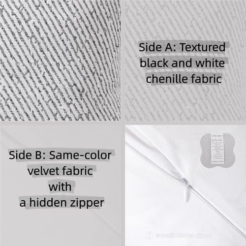 Chenille Pillow Covers 18x18 Black Striped 2 Pack - Image 4