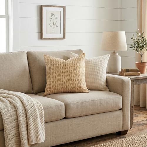 Decorative Pillow Cover French Country Pillow Cover Cottage Decor Floral Block Print, Farmhouse Decorative Cushion Cover, Striped Pillow Cover Line and Loop (Rust) - Image 4
