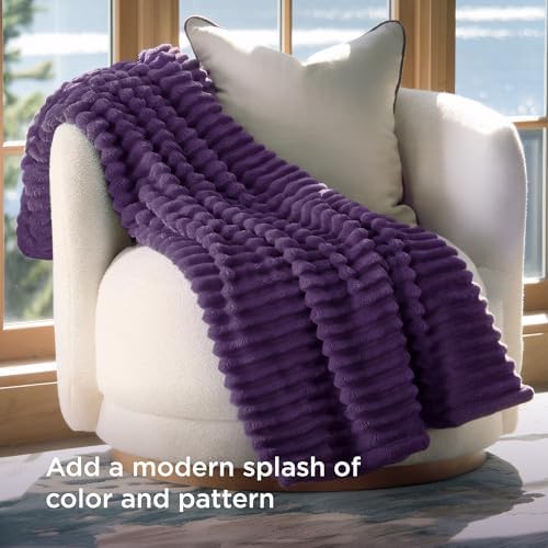 Bedsure Soft Twin Blanket for Bed Decor Gifts Purple 60"x80" - Image 3