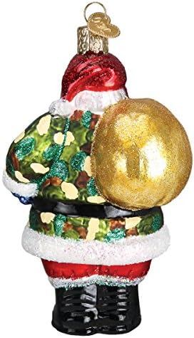 Old World Christmas Ornaments: Assortment of Santas Glass Blown Ornaments for Christmas Tree, Camo Santa - Image 3