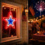 4th of July Patriotic Decorations Red White and Blue Memorial Day Decor Star Neon Sign 12.2 In Acrylic Star Lights for Independence Day Fourth of July Decor for Home Holiday Decor - Image 7